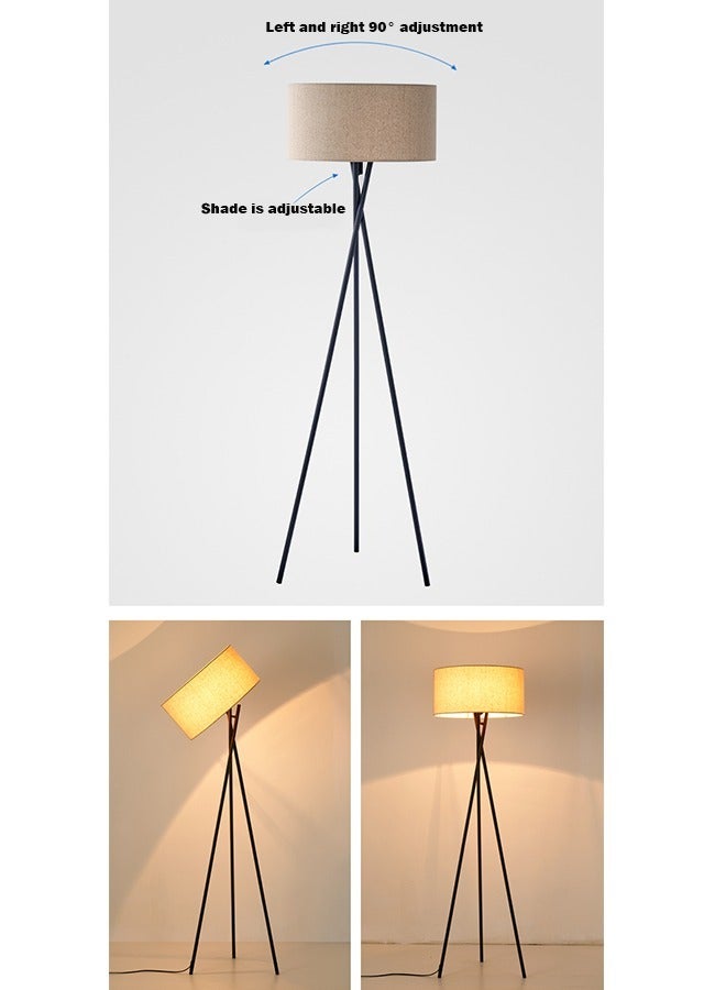 Bolivia's Modern Floor Lamp Warm Light, Standing Lamp with Foot Switch, Iron Light Pole Fabric Lampshade, Lighting Decoration, 160x42 cm Black - Image 4