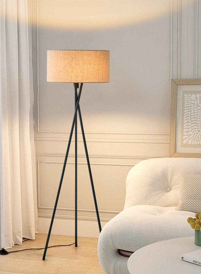 Bolivia's Modern Floor Lamp Warm Light, Standing Lamp with Foot Switch, Iron Light Pole Fabric Lampshade, Lighting Decoration, 160x42 cm Black - Image 1