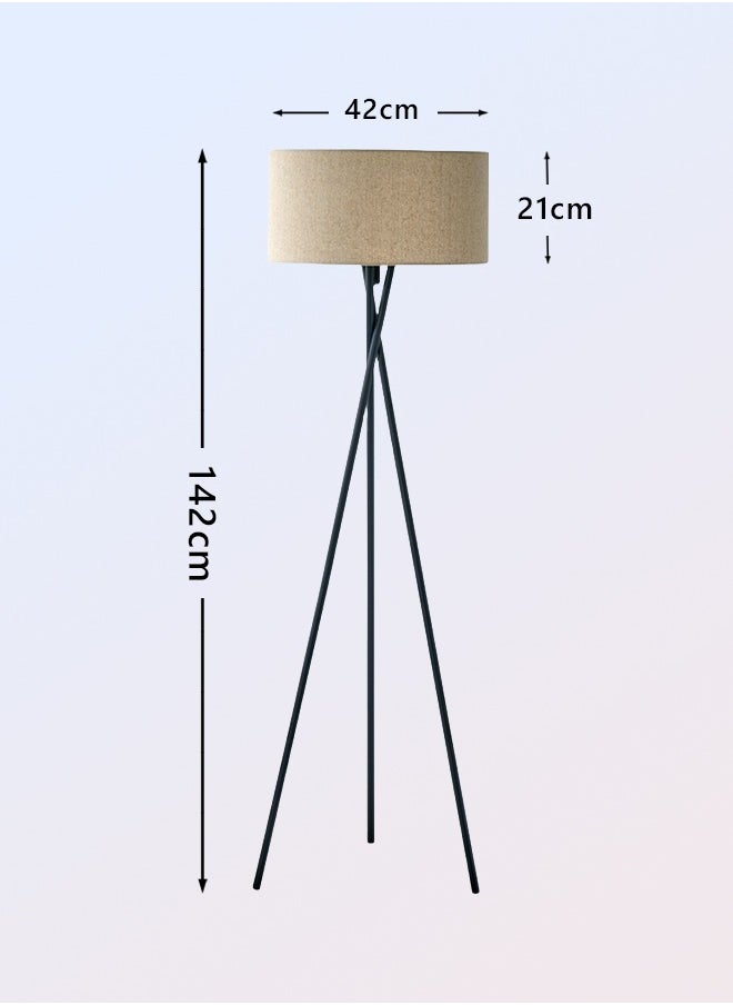Bolivia's - Modern Floor Lamp Wrought Iron Warm Light ripod Fabric Lighting Decoration Standing Lamp Foot Switch 142x42 cm Black 15W  Plastic - Image 1