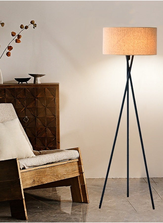 Bolivia's - Modern Floor Lamp Wrought Iron Warm Light ripod Fabric Lighting Decoration Standing Lamp Foot Switch 142x42 cm Black 15W  Plastic - Image 1
