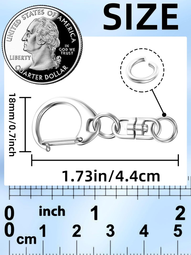 Evnlo 50Pcs Lobster Claw Clasps for Keychain Clip, Swivel Snap Hooks Silver Key Chain Rings DIY Making Kit for Crafts - Image 2