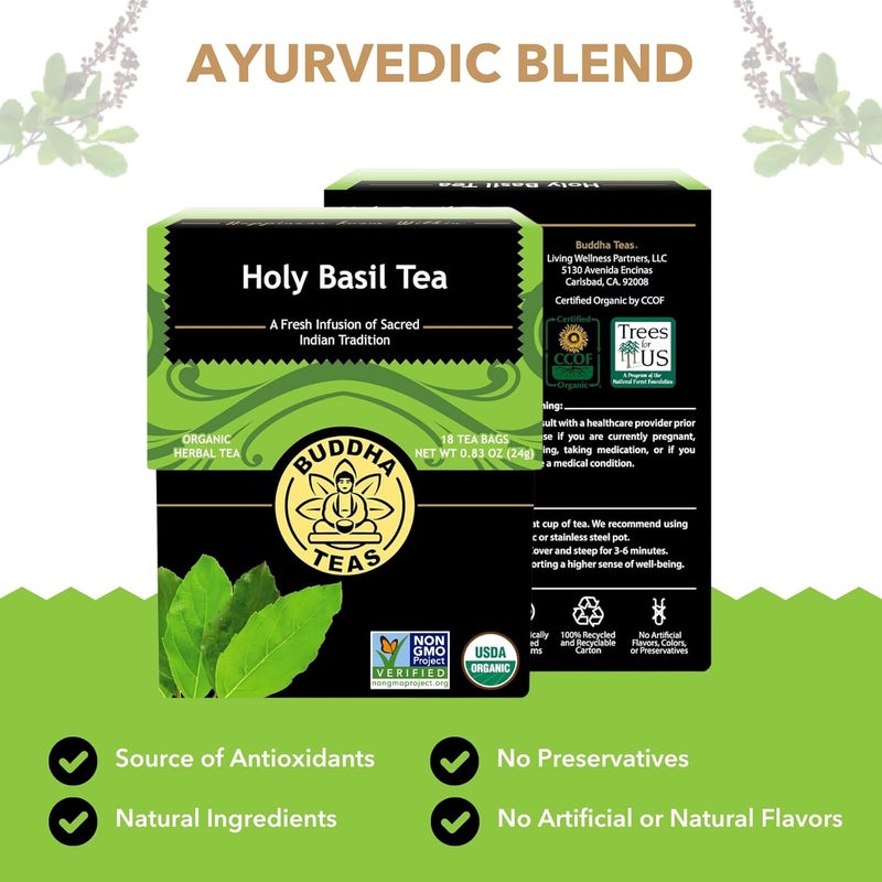 BUDDHA TEAS شاي بudha Teas العضوي من الريحان المقدس تولسي - Image 3