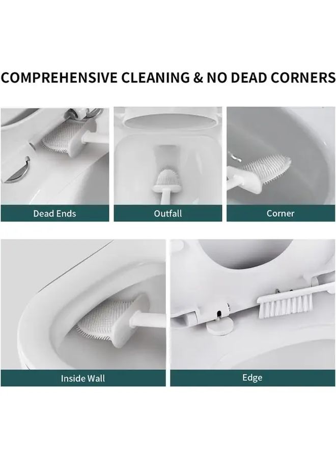 Variant Color Toilet Brush Cleaner Set With Base Wall Mounted Quick Dry Scrubber - Image 4