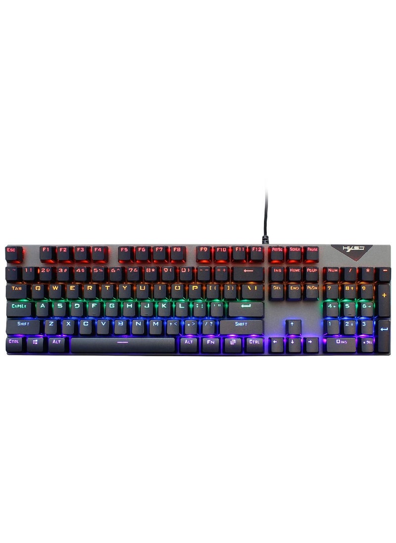 HXSJ - 4-in-1 ENGLISH/ARABIC Gaming Keyboard Mouse Combo 104 Keys Rainbow Backlit Mechanical Keyboard RGB Backlit 5500 DPI Lightweight Gaming Mouse 3.5mm Gaming Stereo Headset For Pc Laptop Computer Black - Image 1