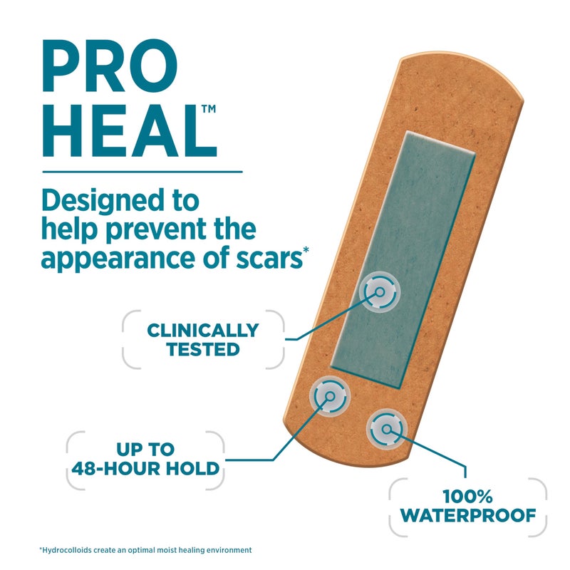 BAND-AID Brand Pro Heal Adhesive Bandages with Hydrocolloid Gel Pad, Clinically Tested, Better Healing of Minor Wounds, Waterproof Bandages, One Size, 10 ct - Image 4