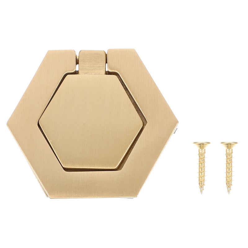 1Set Copper Drawer Knob Folding Hexagonal Cabinet Knob Furniture Accessory Golden - Image 4