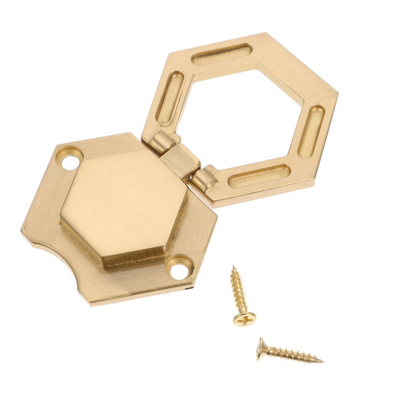 1Set Copper Drawer Knob Folding Hexagonal Cabinet Knob Furniture Accessory Golden - Image 1