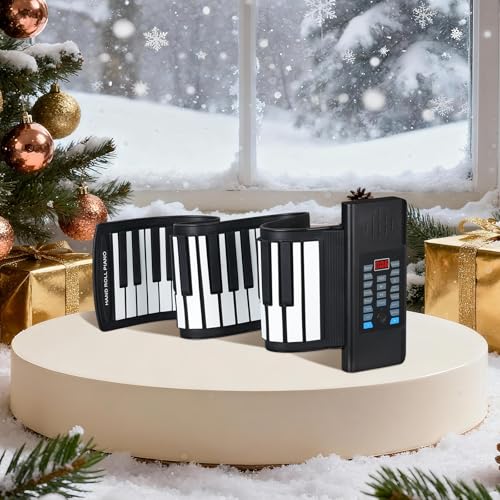 POGOLAB 61 Keys Roll Up Keyboard Piano, Portable Electric Foldable Piano with LED Display, Rechargeable & USB-MIDI Output, Built-in 15 Demos, 128 Tons, 128 Rhythms, Music Gift for Beginners - Image 2