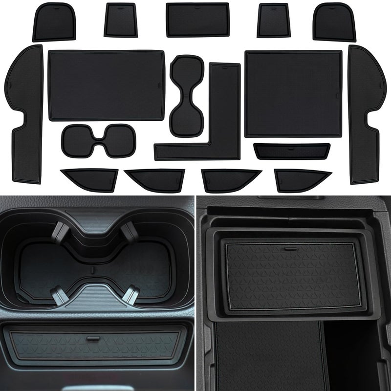 LOCOY Center Console Liner for Honda CRV Accessories 2023 2024 2025 2026, for CR-V Cup Holder Mat, Door Slot Pad, Coaster Trim, Non-Slip Dust Interior, Custom Rubber Decoration Insert (17pcs, Black) - Image 1