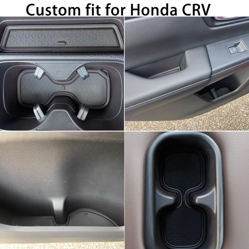 LOCOY Center Console Liner for Honda CRV Accessories 2023 2024 2025 2026, for CR-V Cup Holder Mat, Door Slot Pad, Coaster Trim, Non-Slip Dust Interior, Custom Rubber Decoration Insert (17pcs, Black) - Image 3