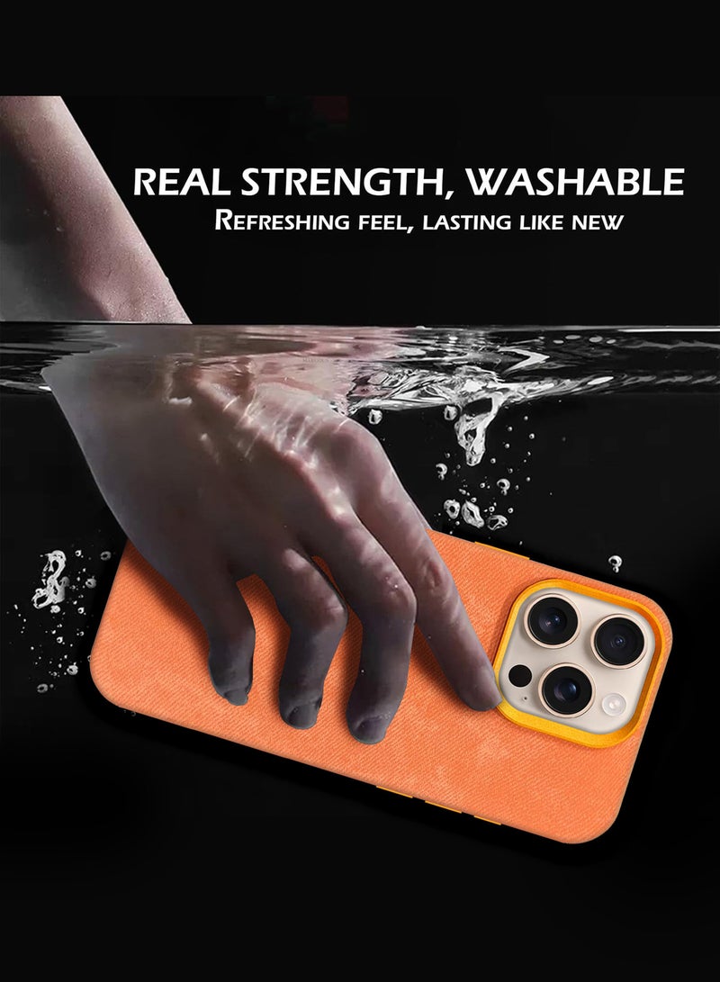 CATANES 2Packs iPhone 16 Pro Max Alcantara Case Cover Premium Quality Luxurious Soft Touch Protection with Metal Camera Frame with a 3D Screen Protector - Orange  - Image 4