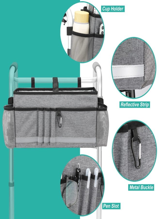 EXLIFBAG سلة EXLIFBAG للمشاية، حقيبة قابلة للطي للمشاية مع حامل أكواب، ملحقات للمشاية لكبار السن، رمادي - Image 5