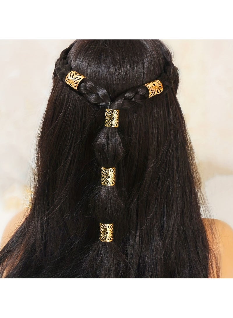 Goolsky 5pcs Elegant Metal Hair Clips, Hollow Round Shape, Solid Color, Sweet Style, Ramadan Festival Gift, Braided Hair Rings for Women - Image 1