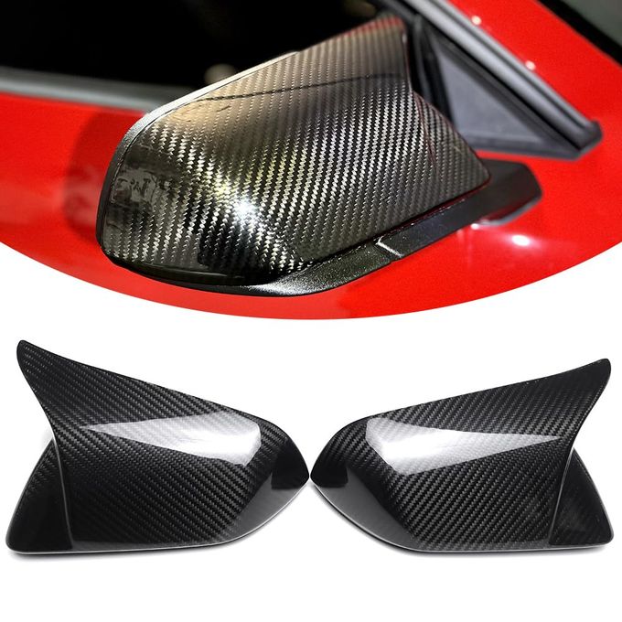 Jogon Dry Carbon Fiber Rearview Mirror Cover Cap for Ford Mustang S650 GT Dark Horse Sports Ecoboost Shelby 2024 New Exterior Side Door Moulding Shell