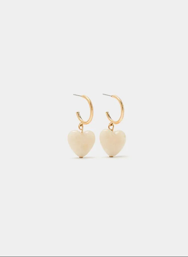 PARFOIS Beige Hoop earrings with heart for Women | Best Price UAE