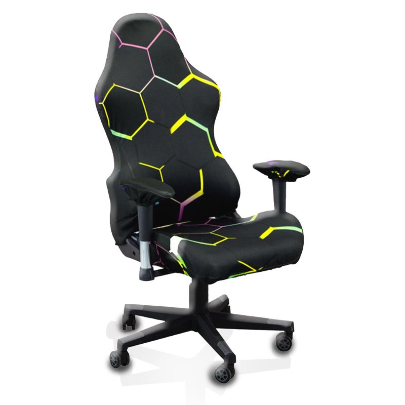 QYZDLM Gaming Chair Covers Slipcovers, 3D Printing Stretchable Elastic Computer Reclining Gaming Chair Seat Cover with Armrest Cover (No Chairs)(M) - Image 1