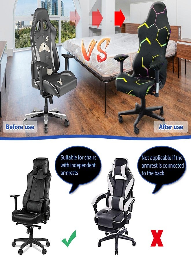 QYZDLM Gaming Chair Covers Slipcovers, 3D Printing Stretchable Elastic Computer Reclining Gaming Chair Seat Cover with Armrest Cover (No Chairs)(M) - Image 4