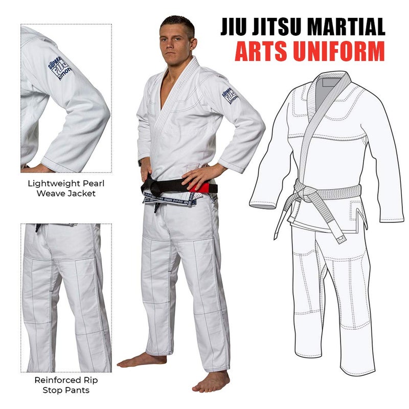 FUJI Suparaito BJJ GI and Martial Arts Uniform - Brazilian Jiu Jitsu Gi With Pearl Weave Jacket, White, Size A2 - Image 5