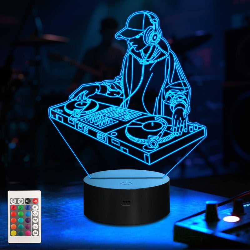 CoolGift Mart DJ Night Light, 3D LED Optical Illusion Lamp with 16 Colors and Remote Controller, Gifts for DJ Music Lovers - Image 1