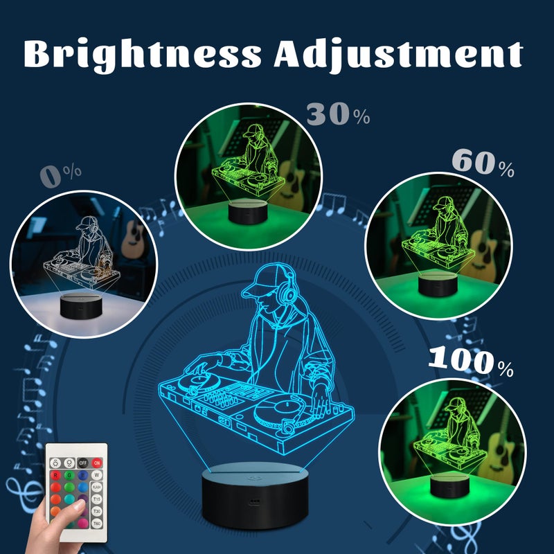 CoolGift Mart DJ Night Light, 3D LED Optical Illusion Lamp with 16 Colors and Remote Controller, Gifts for DJ Music Lovers - Image 3