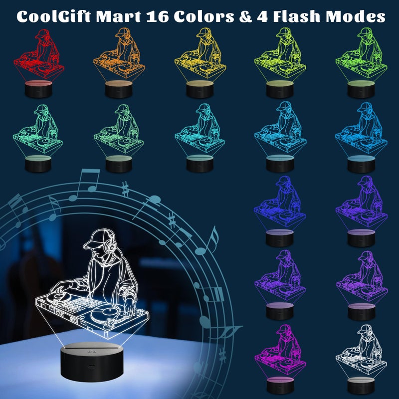 CoolGift Mart DJ Night Light, 3D LED Optical Illusion Lamp with 16 Colors and Remote Controller, Gifts for DJ Music Lovers - Image 2