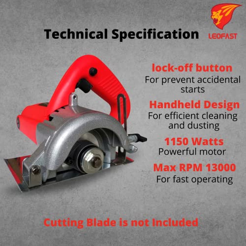 LEOFAST Professional Cutter For Marble/Tile/Wood, 110Mm, 1150 Watts, 13000 Rpm (Red), Corded-Electric - Image 2