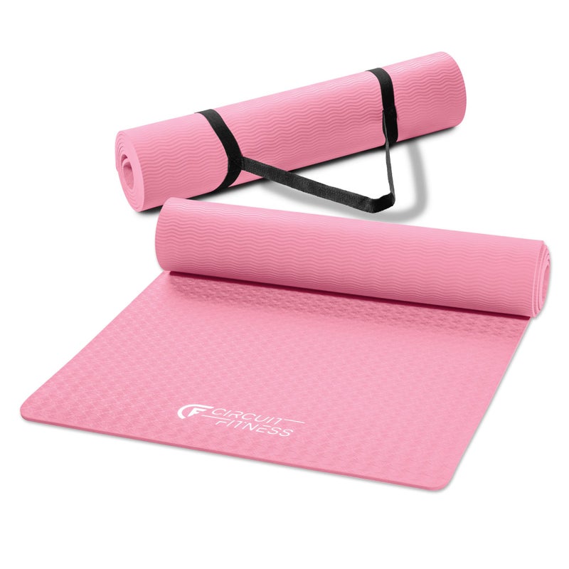 Marcy Circuit Fitness by Marcy 1/4-inch (6mm) Non Slip Multi-Purpose Exercise Yoga Mat with Carrying Strap - Sakura Pink - Image 1