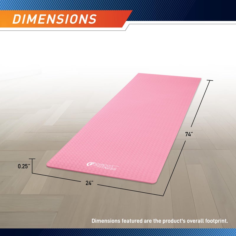 Marcy Circuit Fitness by Marcy 1/4-inch (6mm) Non Slip Multi-Purpose Exercise Yoga Mat with Carrying Strap - Sakura Pink - Image 2