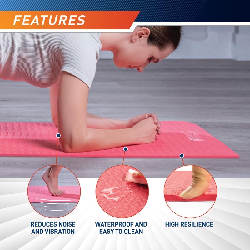 Marcy Circuit Fitness by Marcy 1/4-inch (6mm) Non Slip Multi-Purpose Exercise Yoga Mat with Carrying Strap - Sakura Pink - Image 5