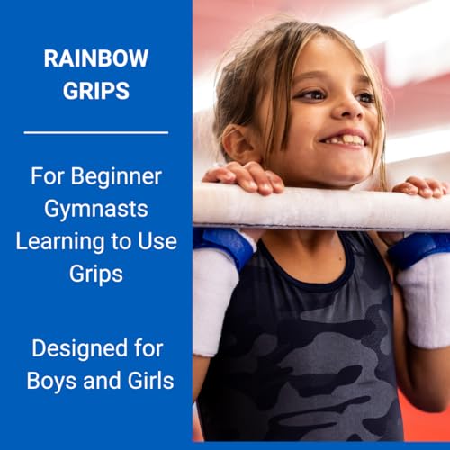 Gibson Athletic Rainbow Gymnastics Grips for Beginners, Unisex Durable Leather Grip with Hook & Loop Closure for Secure Grip & Wrist Support, Athletic Grips & Hand Protection for Young Gymnasts Made in USA - Image 3