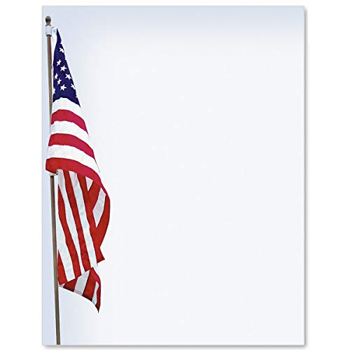 PaperDirect Patriotic Banner Border Paper, American Flag on Pole with Blue and White Background, 8.5 x 11, Acid-Free, Ideal for Holiday Invitations, Flyers, Cards, 100 Sheets - Image 3