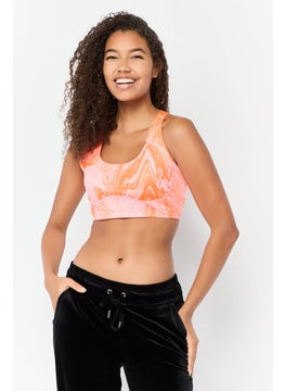 adidas By Stella McCartney Women Brand Logo Padded Sports Bra, Pink/Orange  - Image 1