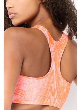 adidas By Stella McCartney Women Brand Logo Padded Sports Bra, Pink/Orange  - Image 2