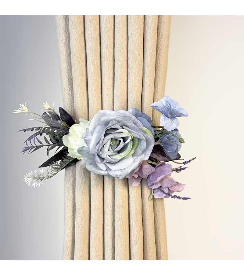 Hand Held Dark Pink Rose Flower Curtain Tiebacks Artificial Peonies Bouquet 2pc - Image 5