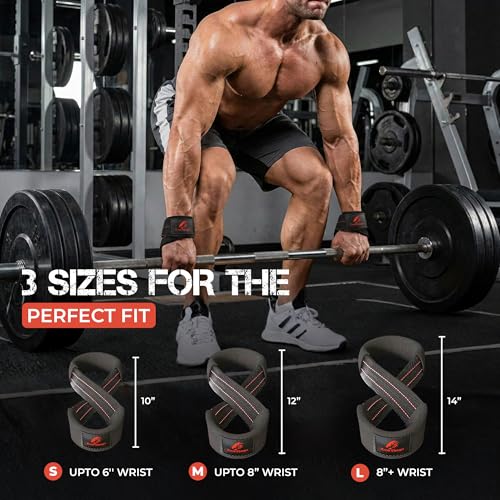 Trend Changer Figure 8 Lifting Strap Padded Deadlift Straps Heavy Duty Weight Lifting Straps Strongman Axle Bar Straps Weightlifting Wrist Wraps Large 80 UP Wrist Circumference BlackRed - Image 3