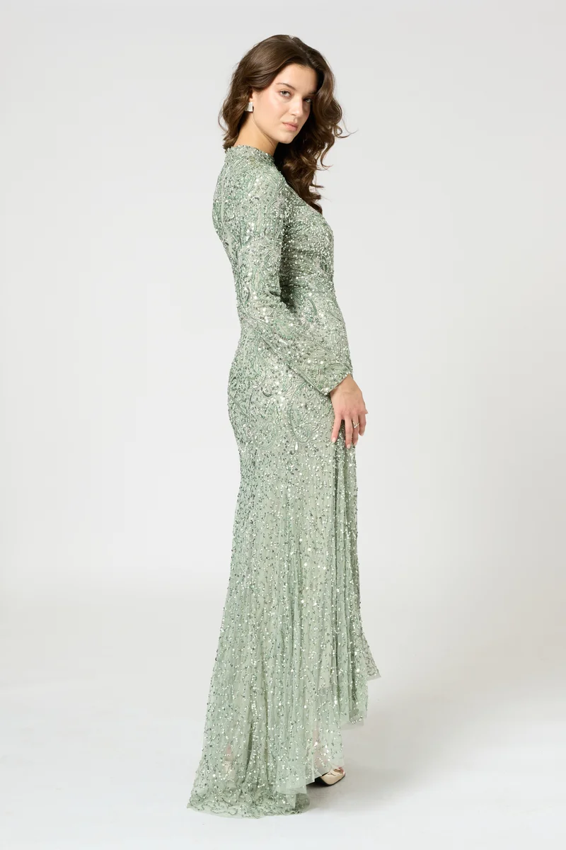 MARYISA Sequin High-Low Dress