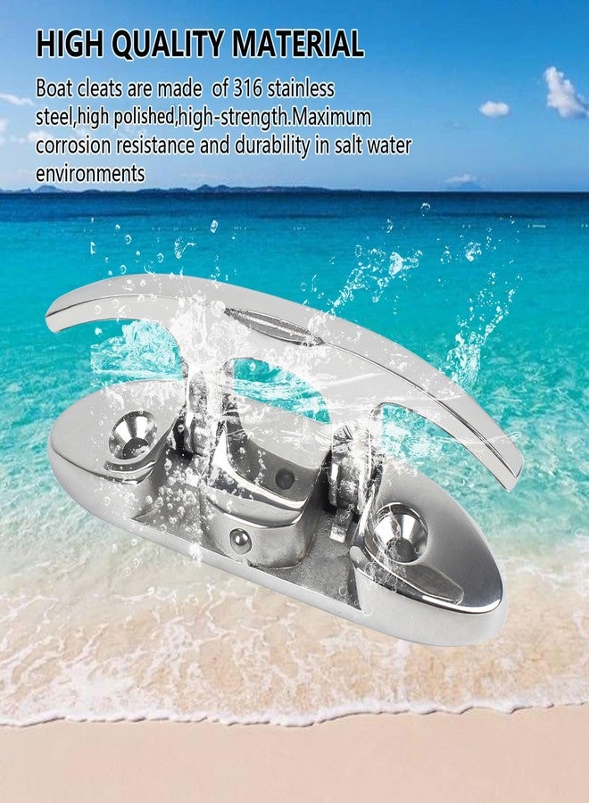 BALAVA Boat Cleats 4-3/4inch,316 Stainless Steel Folding Boat Dock Cleats,Flip Up Dock Cleat Rope Cleat for Boat,Yacht,Decks,Dock Line Mooring,Fasteners Included (2Pack) - Image 4