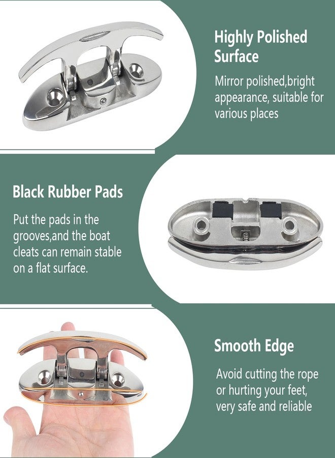 BALAVA Boat Cleats 4-3/4inch,316 Stainless Steel Folding Boat Dock Cleats,Flip Up Dock Cleat Rope Cleat for Boat,Yacht,Decks,Dock Line Mooring,Fasteners Included (2Pack) - Image 5