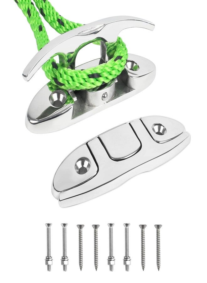 BALAVA Boat Cleats 4-3/4inch,316 Stainless Steel Folding Boat Dock Cleats,Flip Up Dock Cleat Rope Cleat for Boat,Yacht,Decks,Dock Line Mooring,Fasteners Included (2Pack) - Image 1