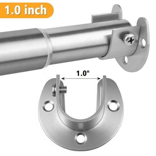 FIRJOY 2Pcs Heavy Duty Stainless Steel Closet Rod Bracket Holder (Silver, 1.0") - Image 2