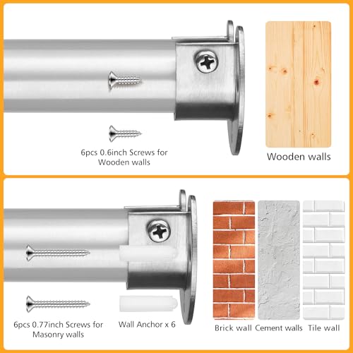 FIRJOY 2Pcs Heavy Duty Stainless Steel Closet Rod Bracket Holder (Silver, 1.0") - Image 5