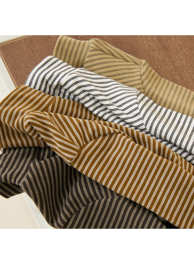 Half-zip Base Layer Shirt, Autumn And Winter Style Children's Two-tone Striped Warm T-shirt, Mid To Large Kids' Brushed Fleece Long Sleeves For Warmth - Image 2