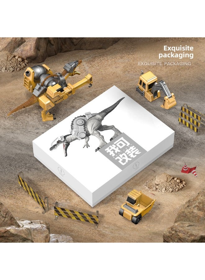 Children's Dinosaur Small Animal Model Tyrannosaurus Rex Toy Suit Triceratops Boy Engineering Vehicle Assembled Mecha-Color:Mecha Triceratops-Specifications:Mecha Triceratops With 2 Major Equipment - Image 4