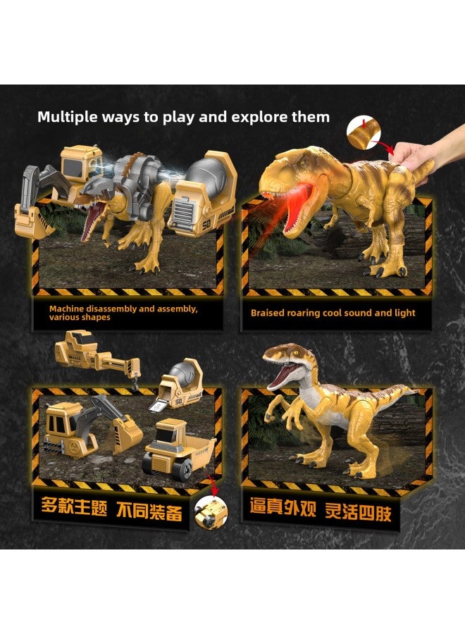 Children's Dinosaur Small Animal Model Tyrannosaurus Rex Toy Suit Triceratops Boy Engineering Vehicle Assembled Mecha-Color:Mecha Triceratops-Specifications:Mecha Triceratops With 2 Major Equipment - Image 3
