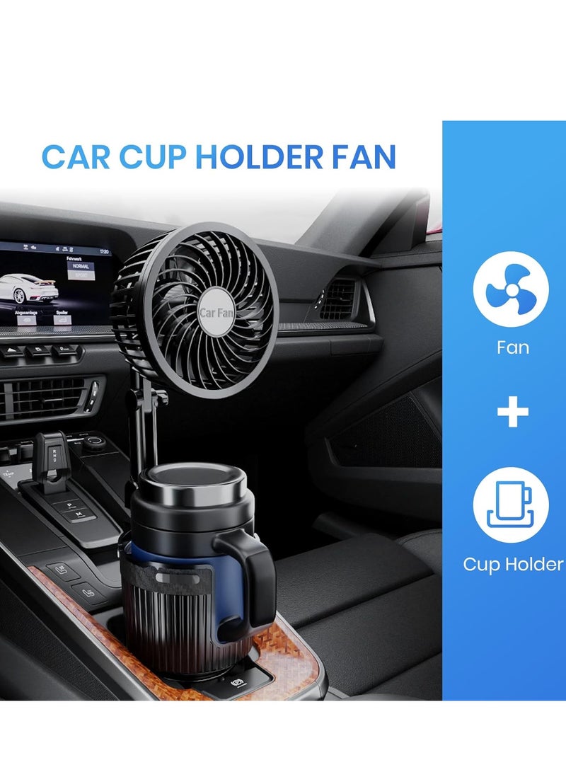 Sharpdo 2 in 1 USB Fan Cup Holder Expander for Car with Car Fan, 6 Inch Portable Vehicle Cooling Fan for Car Vehicle, SUV, RV, Truck, Office, 360 Degree Rotatable, 2 Speed, USB Powered - Image 2