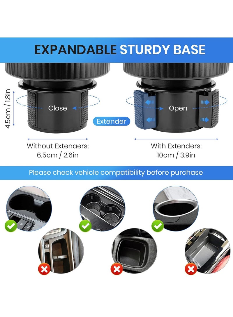 Sharpdo 2 in 1 USB Fan Cup Holder Expander for Car with Car Fan, 6 Inch Portable Vehicle Cooling Fan for Car Vehicle, SUV, RV, Truck, Office, 360 Degree Rotatable, 2 Speed, USB Powered - Image 5