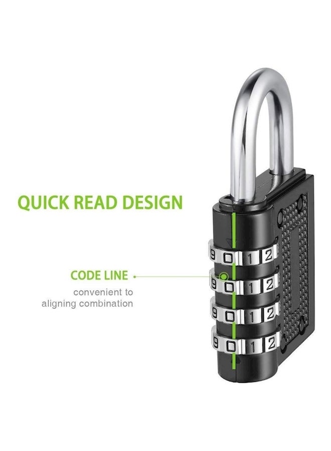 فاستر قفل برمز سري مكون من 4 أرقام أسود/فضي 1.57x3x1.26بوصة - Image 3