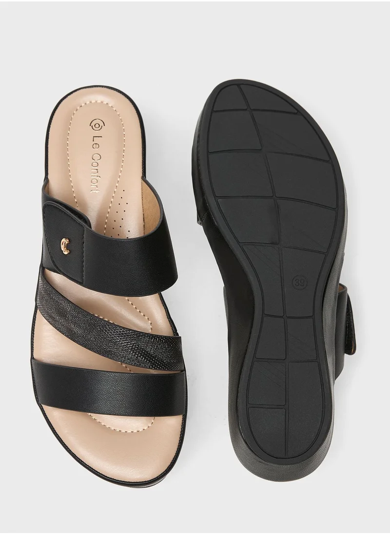Le Confort Multi Strap Wedge Sandals