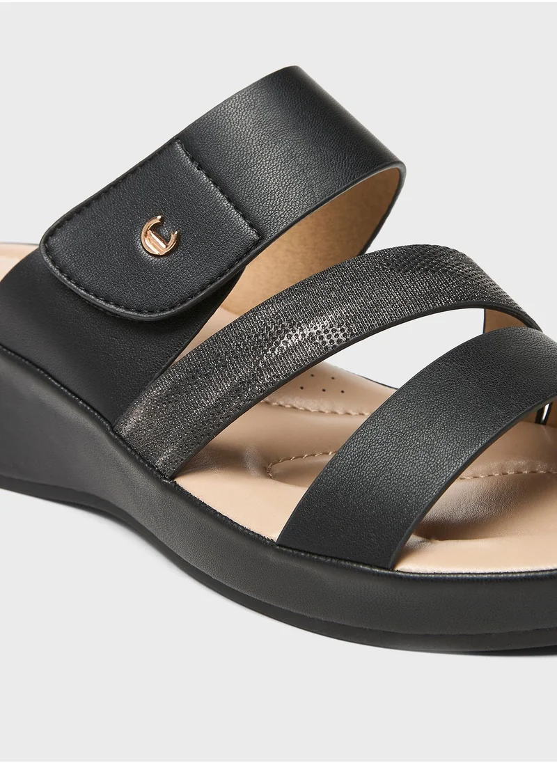 Le Confort Multi Strap Wedge Sandals