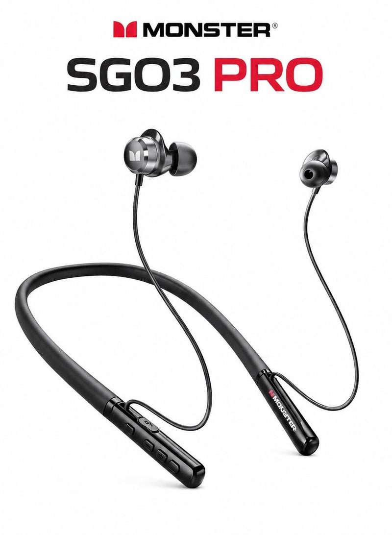 Monster SGO3 Pro Wireless Earphones Bluetooth 5.3 Magnetic Neckband Sports Headset, Waterproof, HiFi Sound, Type-C Fast Charging, Up to 15 Hours Playtime - Image 1